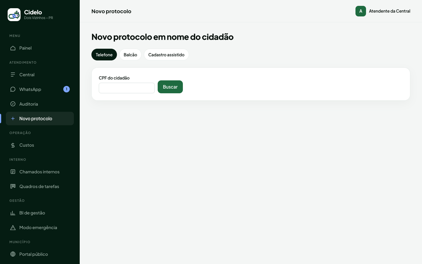 Novo Protocolo Presencial (Homologação Online)