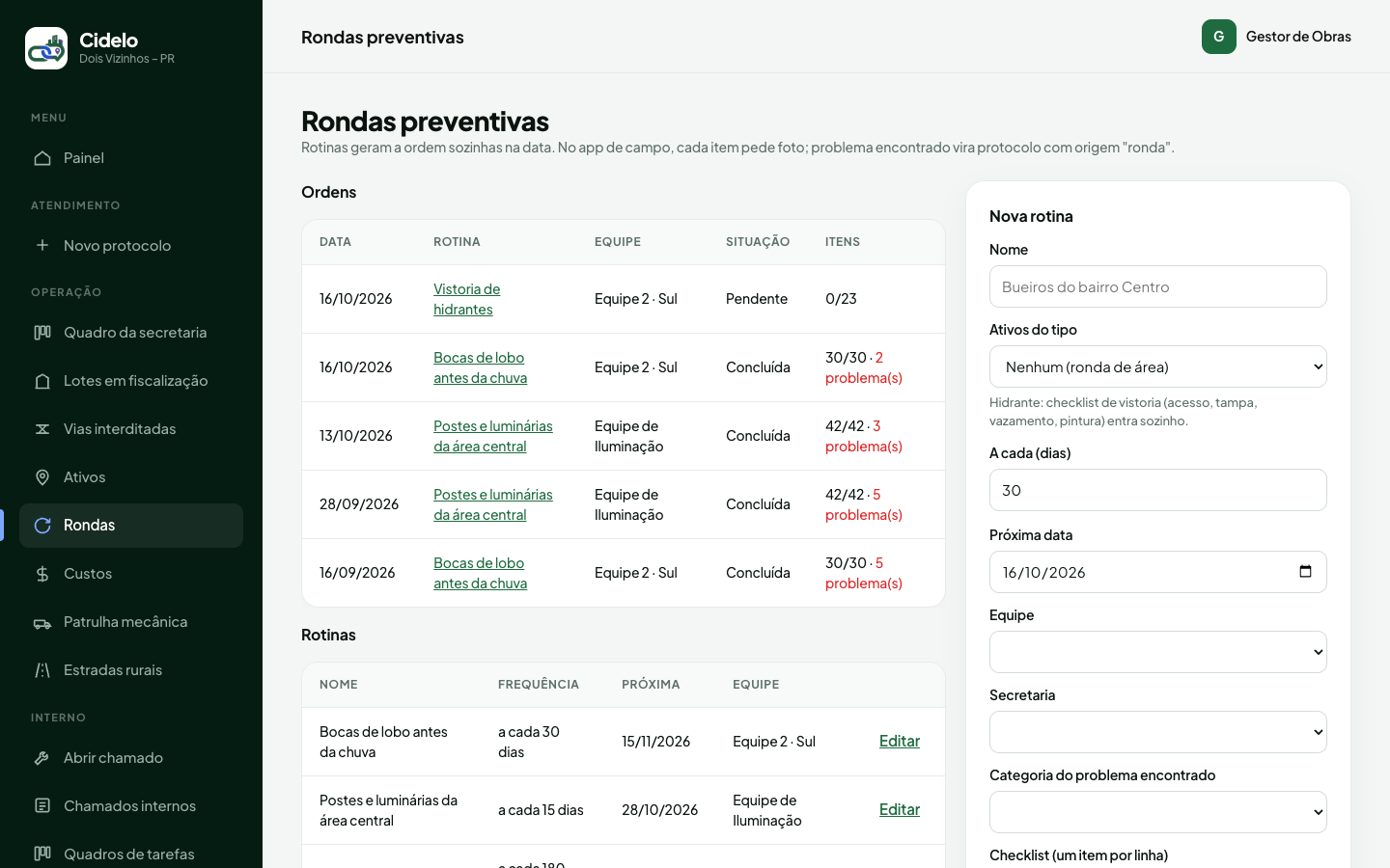 Rondas Preventivas (Homologação Online)
