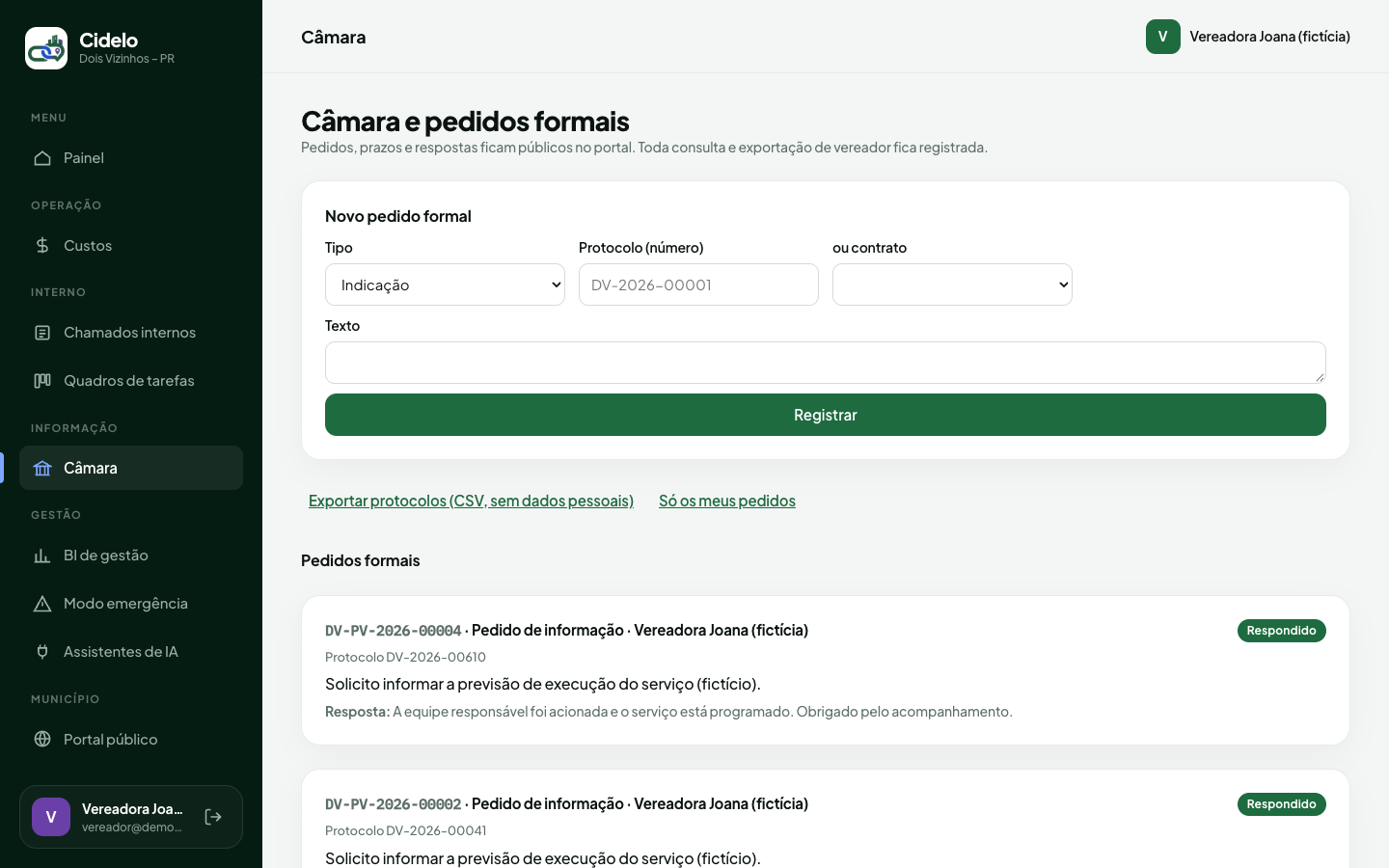 Painel do Vereador (Homologação Online)