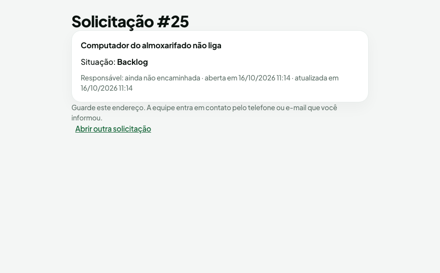 Acompanhamento da solicitação (Homologação Online)