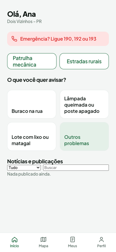 Catálogo de Serviços no Aplicativo